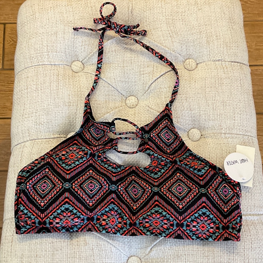 Hot Water Black and Red Bikini Top